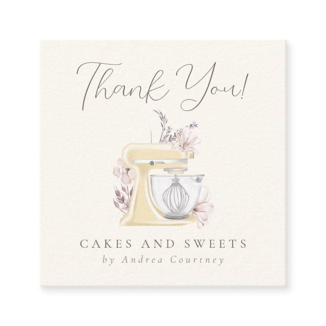 Floral Bakery Pastry Chef Mixer Cake Thank you Square