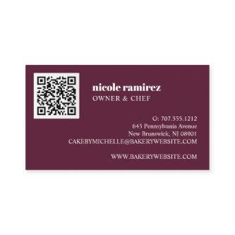 Floral Bakery Patisserie stripe burgundy QR CODE
