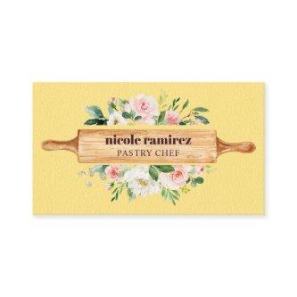 Floral Bakery Rolling Pin Dessert Yellow Leather