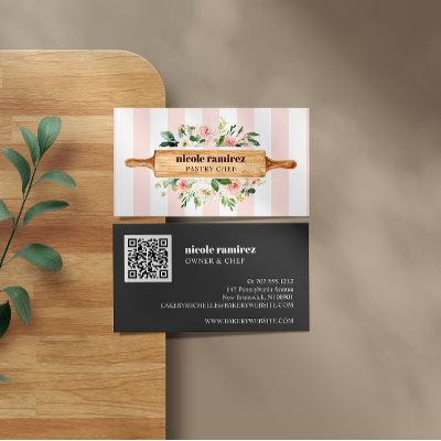 Floral Bakery Rolling Pin Patisserie QR CODE