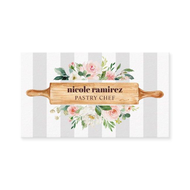 Floral Bakery Rolling Pin Patisserie striped gray