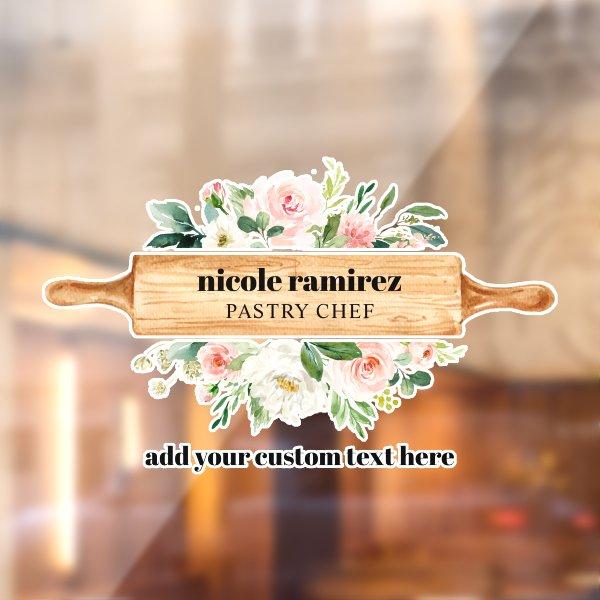 Floral Bakery Rolling Pin Patisserie  Window Cling