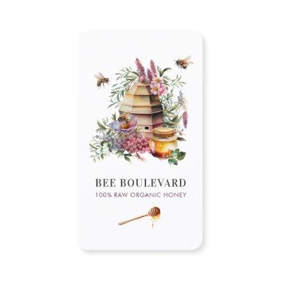 Floral Bee Hive Watercolor Beekeeper Qr code