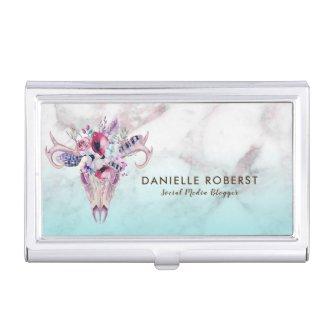 Floral Boho Skull & Rose-gold Marble Ombre  Case