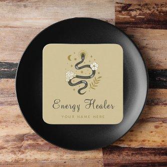 Floral Boho Snake Moon Stars Mystic Energy Healer Square