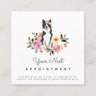 Floral Border Collie Dog Appointment Reminder Cute Square