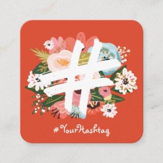 Floral Botanical Hashtag Red Social Media Square