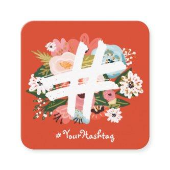 Floral Botanical Hashtag Red Social Media Square
