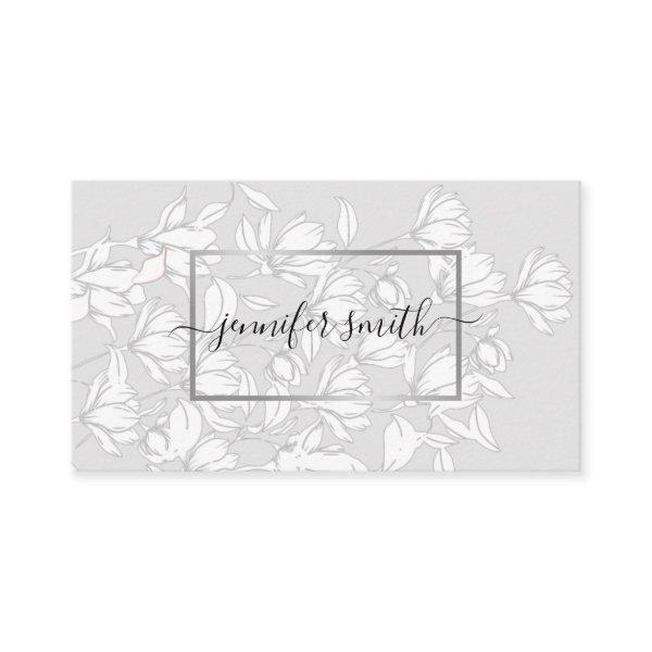 Floral Bouquet Pattern Simple Silver Gray Elegant