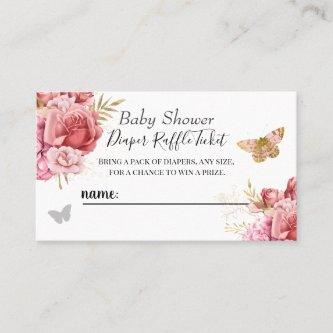 Floral Butterfly Baby Shower Diaper Raffle Ticket