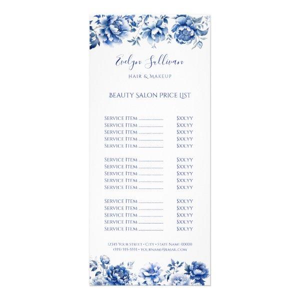 Floral chinoiserie price list rack card