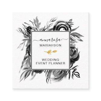 *~* Floral Elegant Black Watercolor Flower  Square