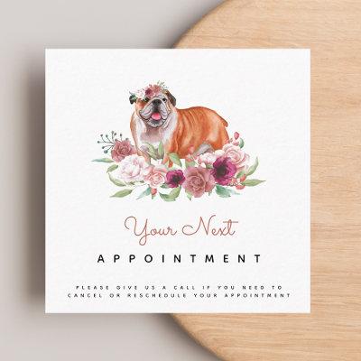 Floral English Bulldog Dog Appointment Reminder    Square