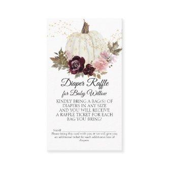 Floral Fall Pumpkin Pink Gold Red Diaper Raffle