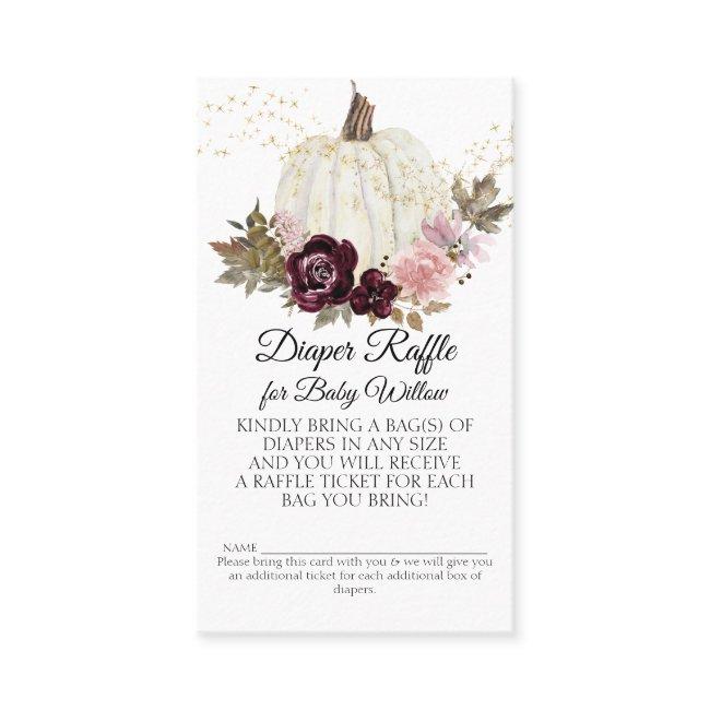Floral Fall Pumpkin Pink Gold Red Diaper Raffle