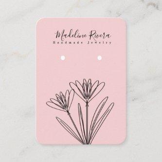 Floral Flower Pink Handmade Earring Display Card