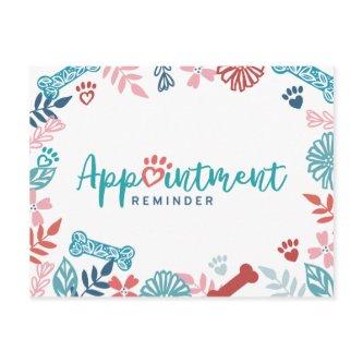 Floral & Foliage Pet Pattern Appointment Reminder Postcard