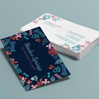 Floral & Foliage Pet Paw Print Pattern