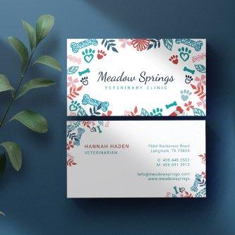Floral & Foliage Pet Paw Print Pattern