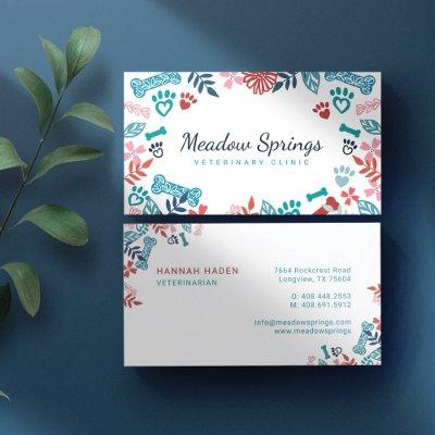 Floral & Foliage Pet Paw Print Pattern