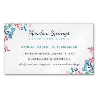 Floral & Foliage Pet Paw Print Pattern  Magnet