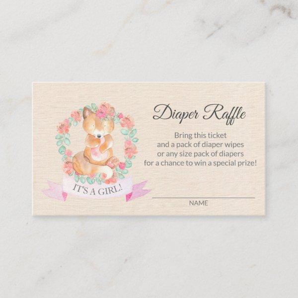 Floral Fox Baby Shower Diaper Raffle Ticket