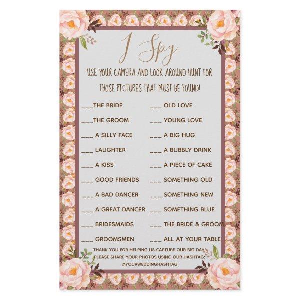 Floral Frame Wedding Reception I Spy Game Card Flyer