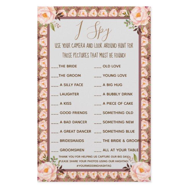 Floral Frame Wedding Reception I Spy Game Card Flyer