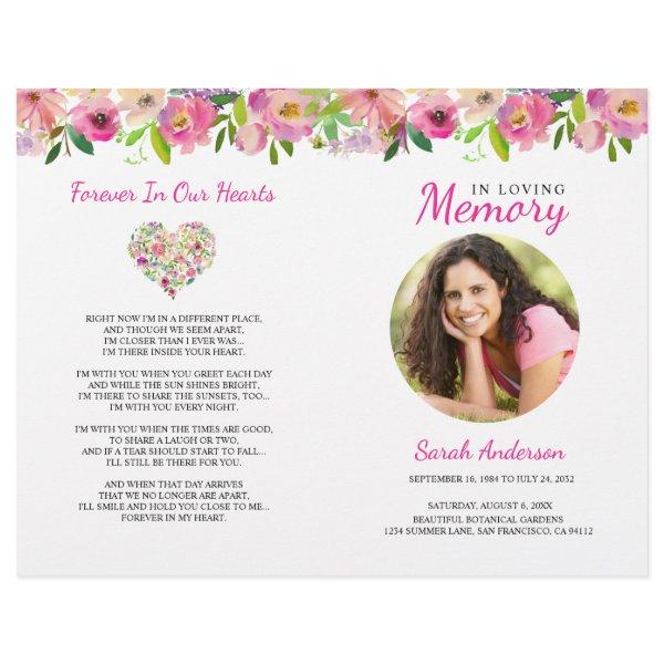 Floral Funeral Program Order of Service Flyer