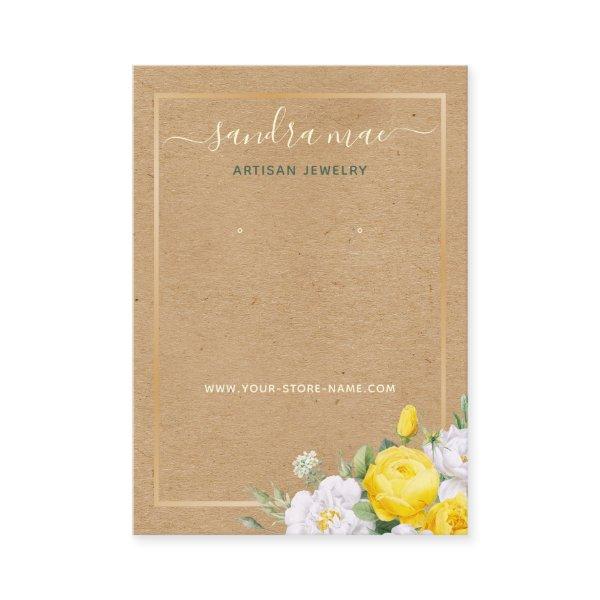 Floral Gold Art Paper Look Jewelry Display Card