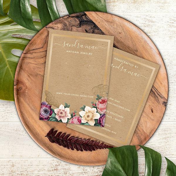 Floral Gold Kraft Paper Jewelry Display Card