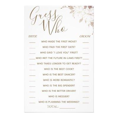 Floral Guess Who Bridal shower game card Flyer