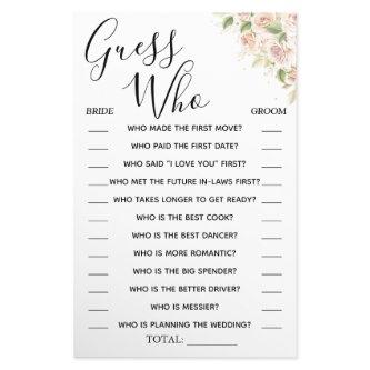 Floral Guess Who Bridal shower game card  Flyer