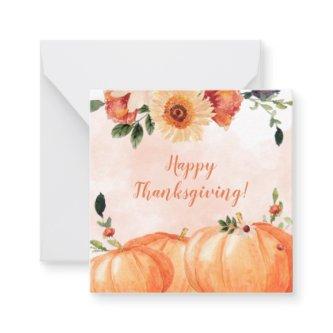 Floral Happy Thanksgiving Note Card
