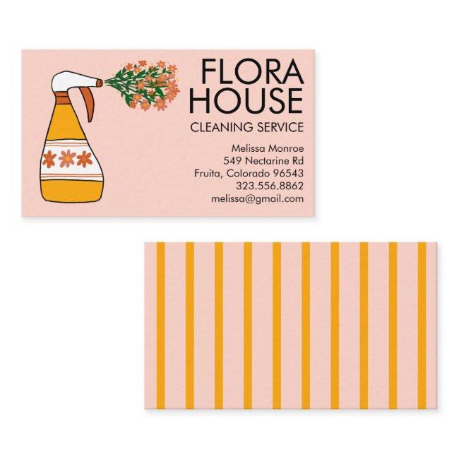 Floral House Cleaning Service Spray Bottle Retro
