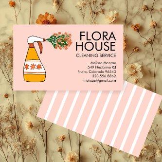 Floral House Cleaning Service Spray Bottle Retro