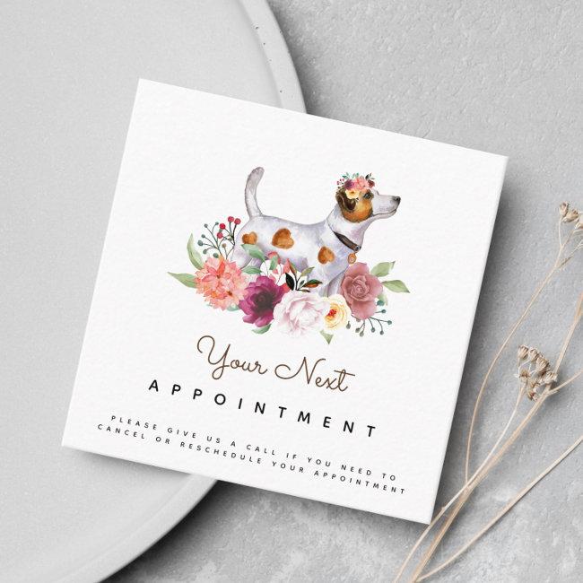 Floral Jack Russel Terrier Appointment Reminder Square