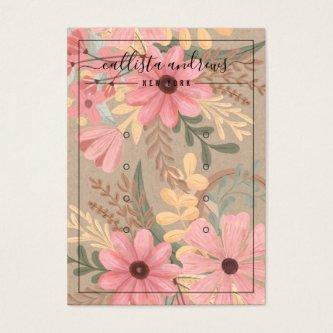 Floral Kraft Cursive Multiple Earring Display Card