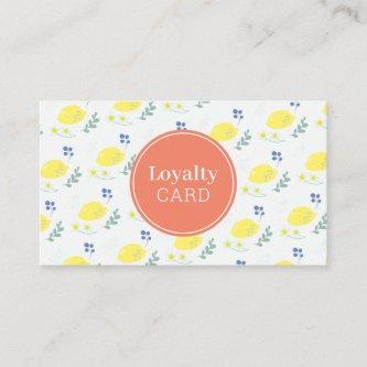 Floral Lemon Pattern Cute Yellow Loyalty Card