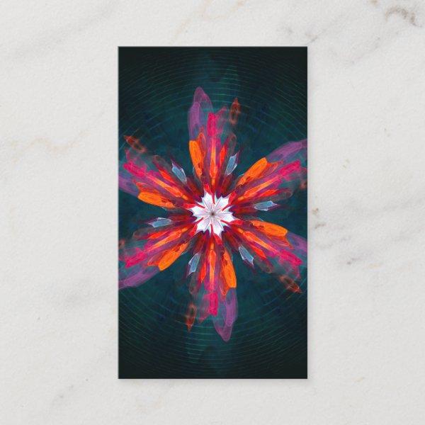 Floral Mandala Flowers Orange Red Blue Abstract