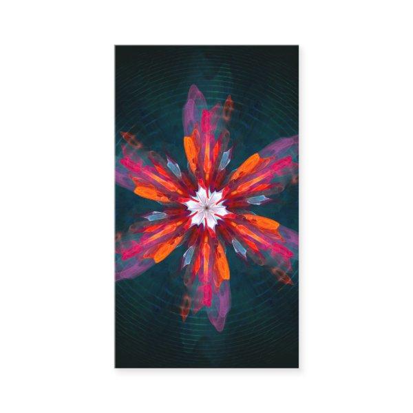 Floral Mandala Flowers Orange Red Blue Abstract