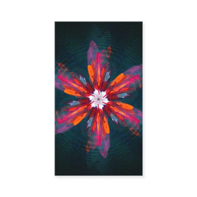 Floral Mandala Flowers Orange Red Blue Abstract