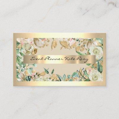 Floral Mint Green Roses Gold Event Planner Beauty
