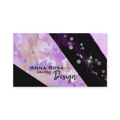 *~* Floral Modern Abstract Glitter Geometric Black