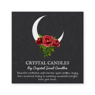 Floral Moon Crystal Candle Intention Spell Square