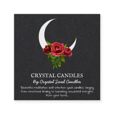 Floral Moon Crystal Candle Intention Spell Square