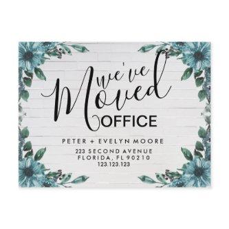 Floral moved office business announcement postcard