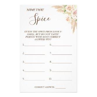 Floral Name that Spice Bridal shower game card Flyer