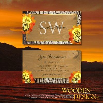 Floral Nature Wood Grain Rustic Tree Bark Monogram