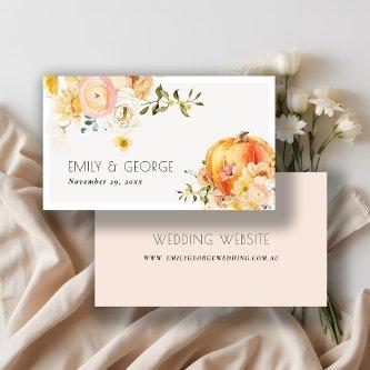 Floral Orange Autumn Pumpkin Wedding Website